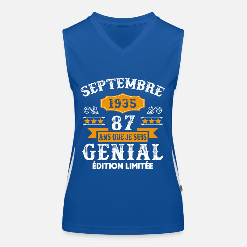 87 Ans Anniversaire Vintage Né(e) Septembre 1935 Débardeur respirant contrasté Femme
