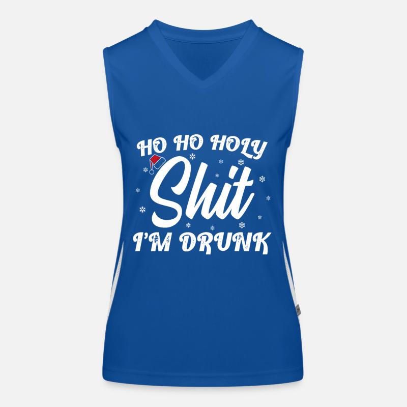Ho Ho Holy Shit I'm Drunk Funny Christmas Xmas Win Funktionelles Kontrast-Tank Top für Frauen