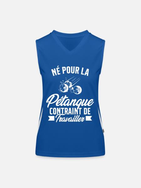Né Pour La Pétanque Contraint De Travailler Cadeau - Débardeur respirant contrasté Femme - bleu/blanc - Devant