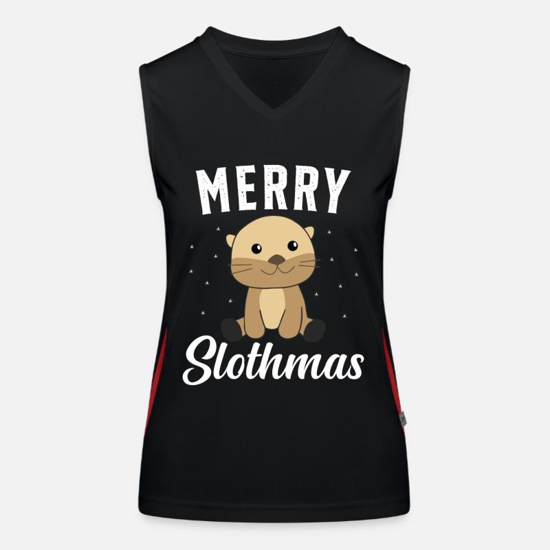 Faultier Weihnachten Weihnachtsgeschenk Funktionelles Kontrast-Tank Top für Frauen