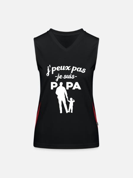 Je peux pas je suis papa bébé - Débardeur respirant contrasté Femme - noir/rouge - Devant