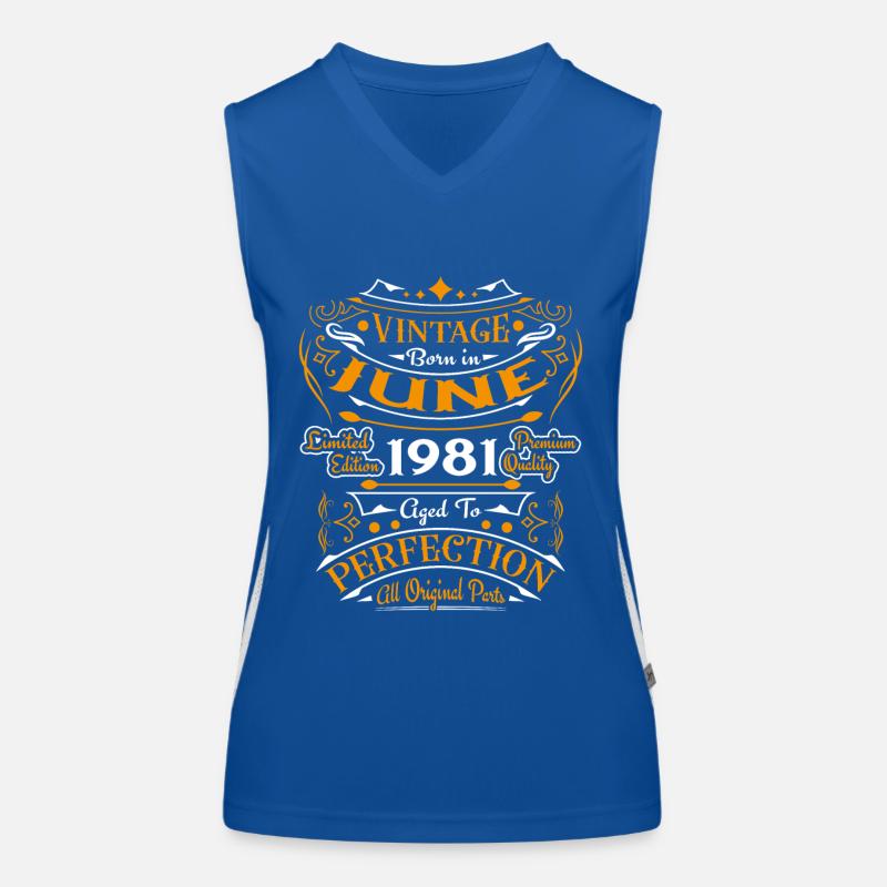 Vintage Retro Juni 1981 Geburtstagsgeschenk Funktionelles Kontrast-Tank Top für Frauen