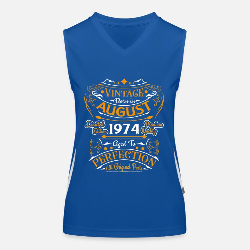Vintage August 1974 Retro Geburtstagsgeschenk Funktionelles Kontrast-Tank Top für Frauen