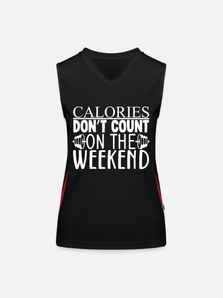 Calories Don't Count On The Weekend - Funktionelles Kontrast-Tank Top für Frauen - Schwarz/Rot - Vorne