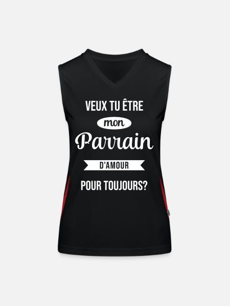 Veux Tu Être Mon Parrain d'amour pour toujours - Débardeur respirant contrasté Femme - noir/rouge - Devant