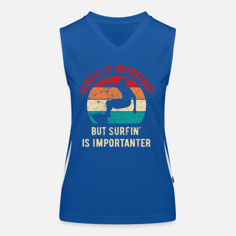 School is important but surfin' is importanter Funktionelles Kontrast-Tank Top für Frauen