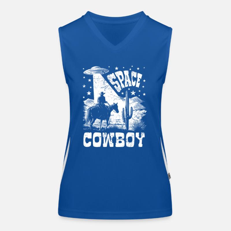 Space Cowboy - UFO - Retro Grafik Funktionelles Kontrast-Tank Top für Frauen