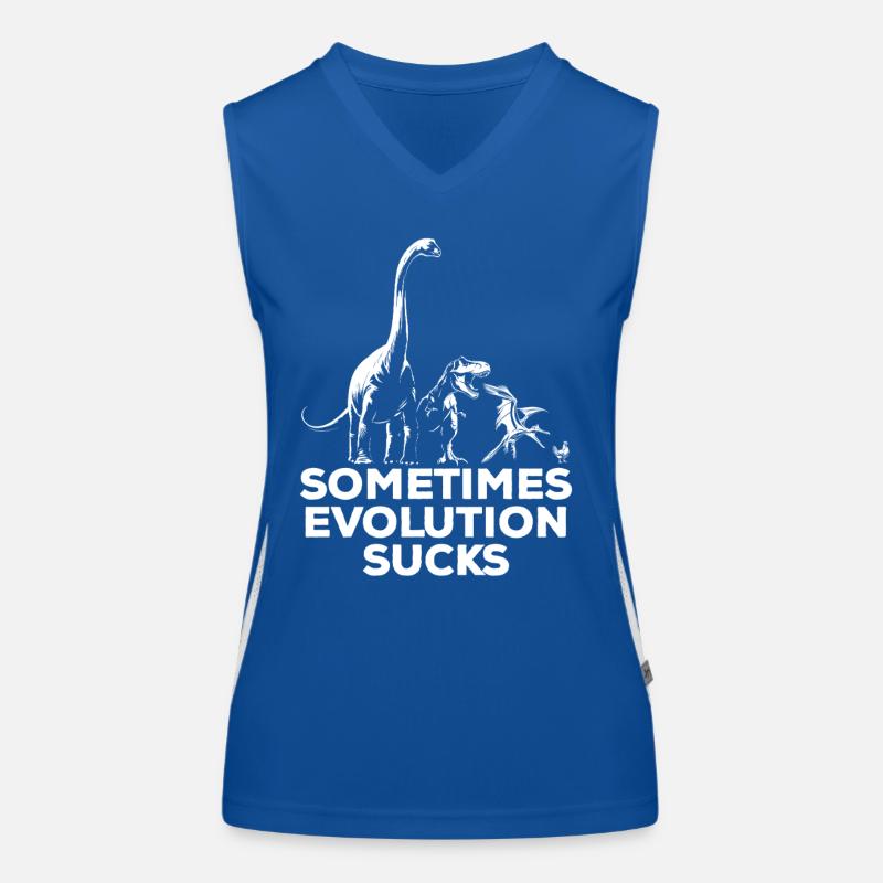 Sometimes Evolution sucks - Dinosaur - Chicken Women's Functional Contrast Tank Top