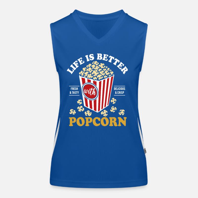 Life is better with Popcorn - knusprig & lecker Funktionelles Kontrast-Tank Top für Frauen