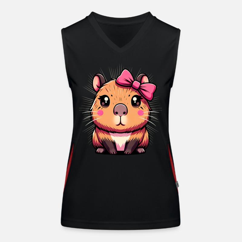 Cute Capybara Pink Bow Capybara Women's Functional Contrast Tank Top