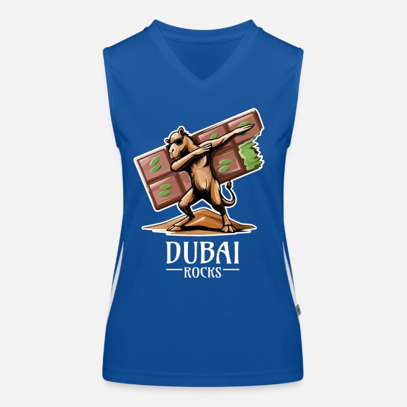 Dubai Rocks - Cool Dabbing Dromedary Design Women's Functional Contrast Tank Top
