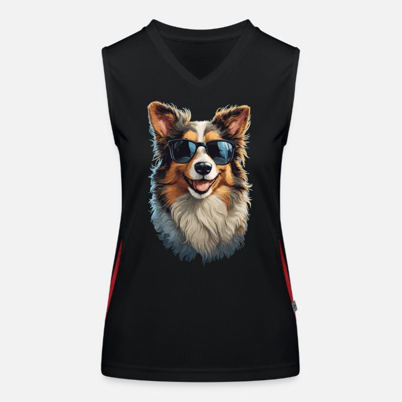 Border Collie Freund Begleiter Hunde Design Funktionelles Kontrast-Tank Top für Frauen