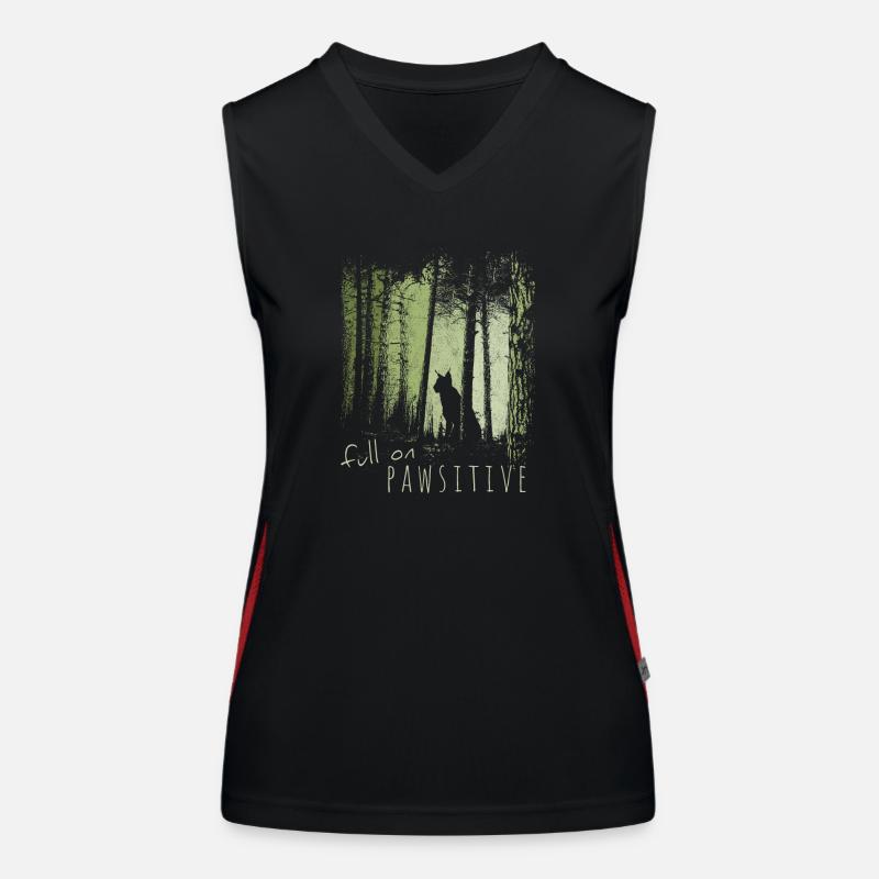 Full On Pawsitive! Luchs Silhouette Wildkatze Wald Funktionelles Kontrast-Tank Top für Frauen
