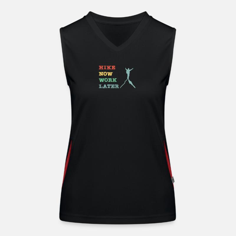 Hike now work later Funktionelles Kontrast-Tank Top für Frauen