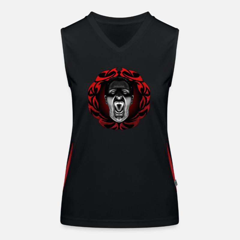 Hissing vampire with frame - Women's Functional Contrast Tank Top - black/red