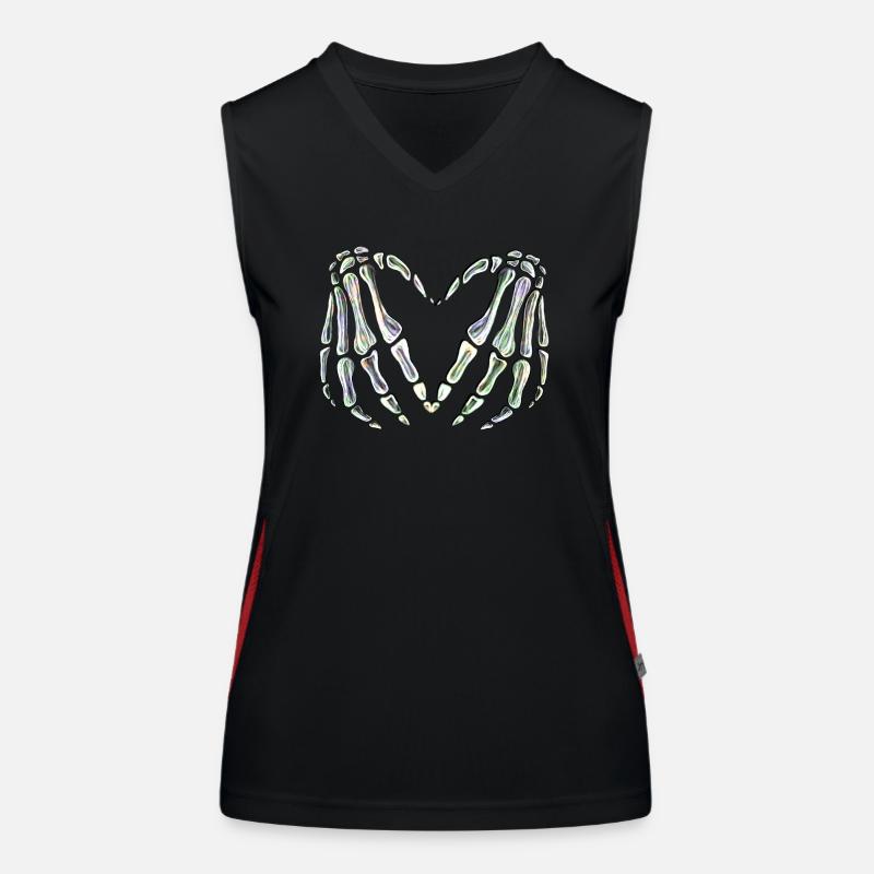 Skeleton Hands Heart | Spooky & stylish design - Women's Functional Contrast Tank Top - black/red