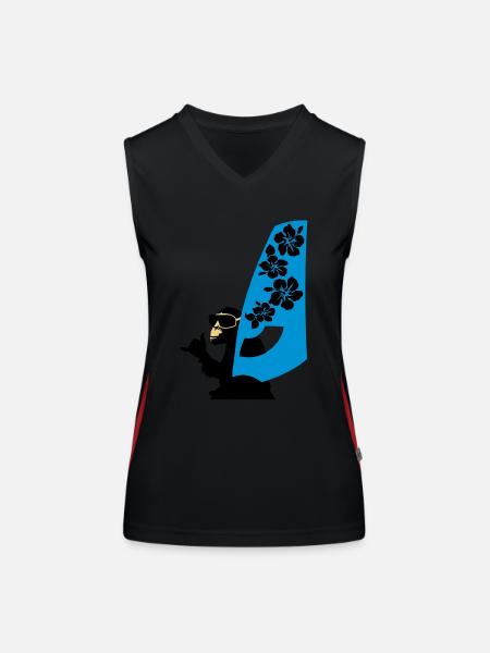windsurfer - Funktionelles Kontrast-Tank Top für Frauen - Schwarz/Rot - Vorne