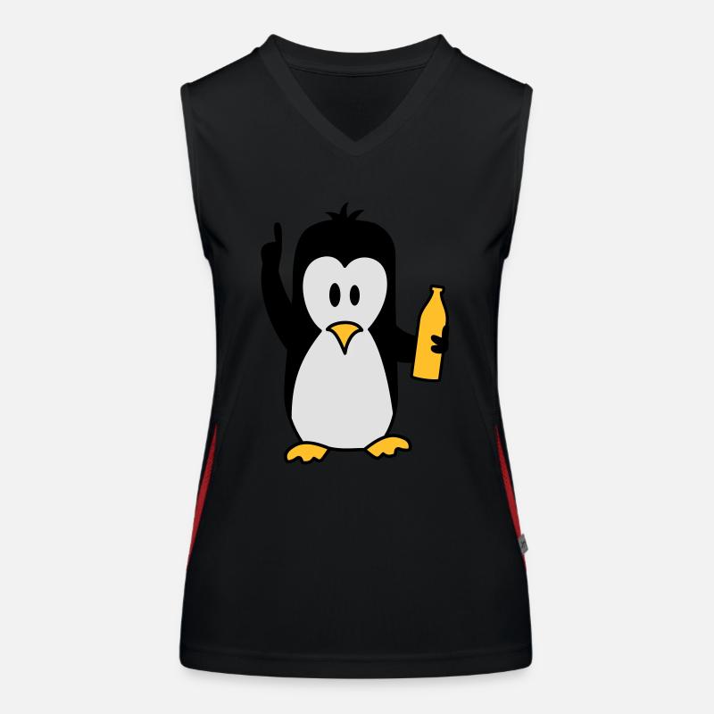 Drunk drinking beer party Penguin Women's Functional Contrast Tank Top
