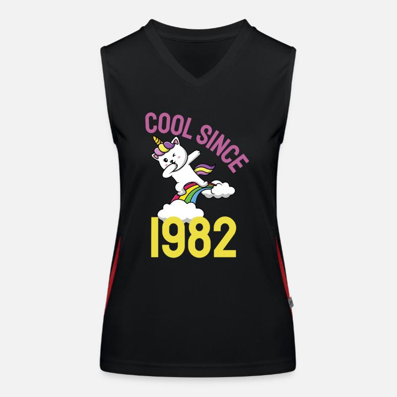 Cool depuis 1982 Dabbing chat 40ème anniversaire Débardeur respirant contrasté Femme