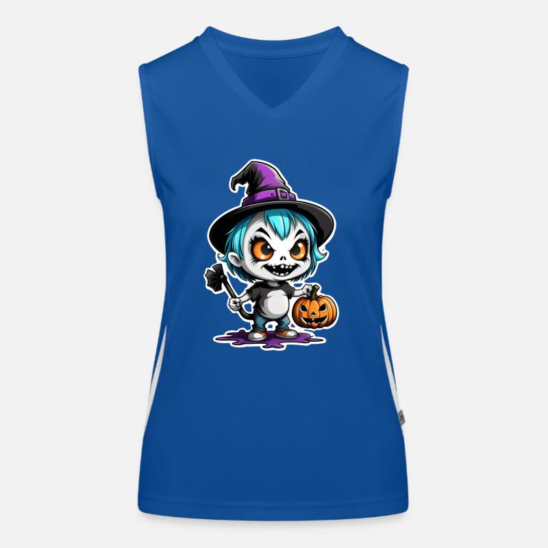 Halloween - Monster with Witch Hat Women's Functional Contrast Tank Top