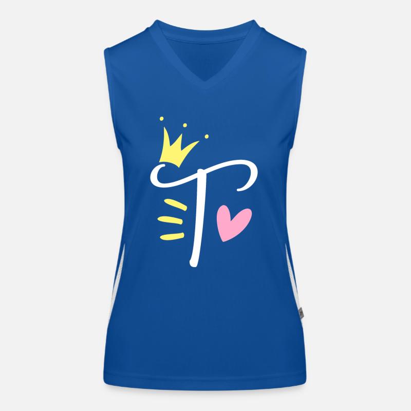 Buchstabe T Anfangsbuchstabe Krone Funktionelles Kontrast-Tank Top für Frauen