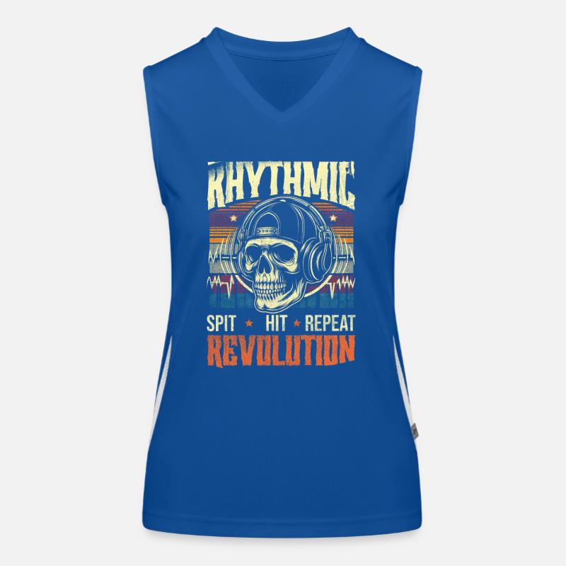 Vintage Rapper Skull Equalizer Rhythmic Revolution Women's Functional Contrast Tank Top