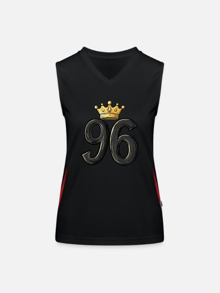 96 Nombre Couronne - Débardeur respirant contrasté Femme - noir/rouge - Devant