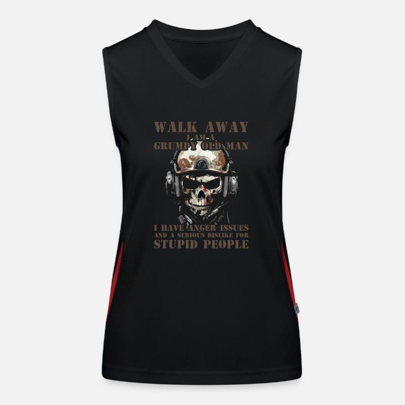 Walk Away I Am A Grumpy Old Man Veteran Dad Women's Functional Contrast Tank Top