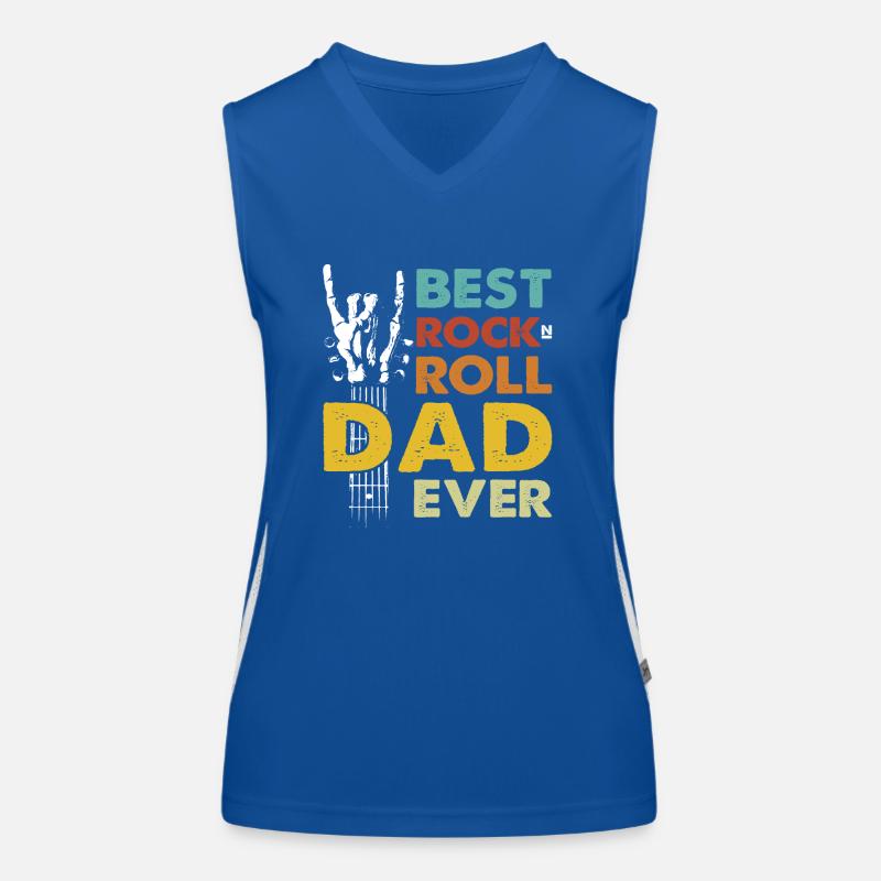 Best Dad Ever w/ Guitar, Rock Music & Skull Theme Women's Functional Contrast Tank Top