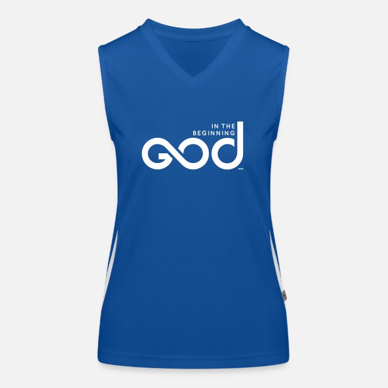 In The Beginning God... - White Print Women's Functional Contrast Tank Top