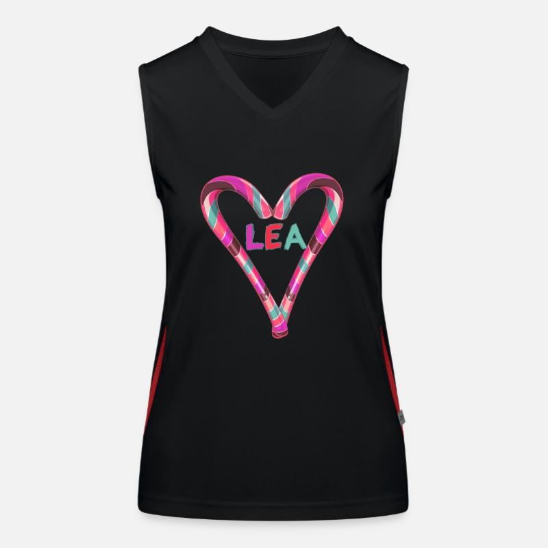 Lea,Name ,heart, candy cane, candy Women's Functional Contrast Tank Top