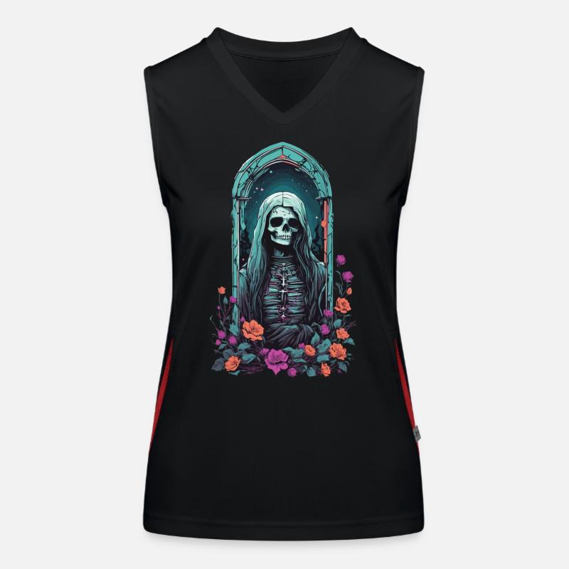 Gothic Pastel Skeleton Lady Victorian Halloween Women's Functional Contrast Tank Top
