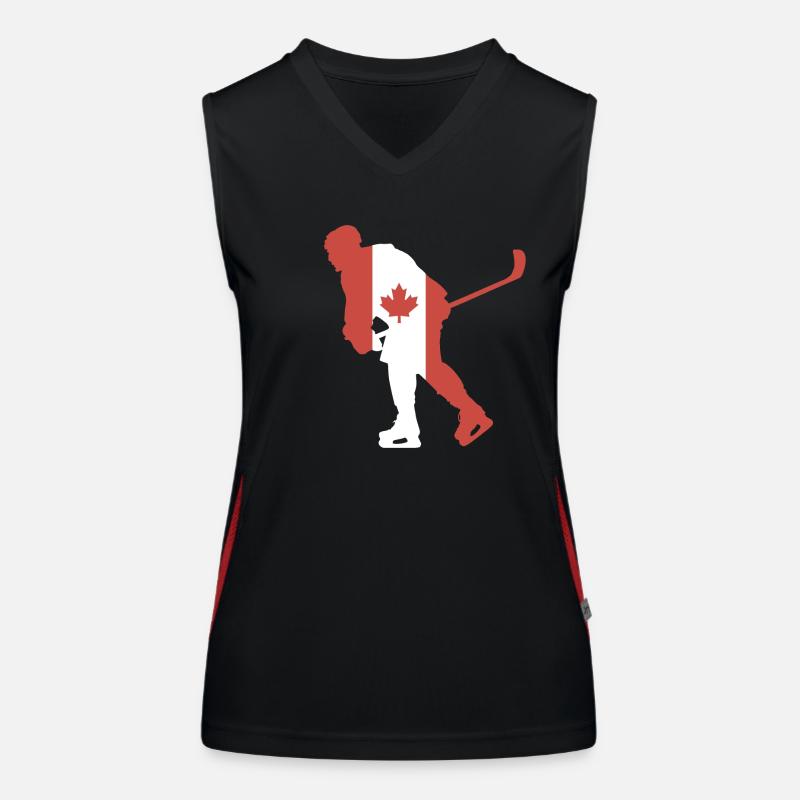 Hockey player Canada flag - Women's Functional Contrast Tank Top - black/red
