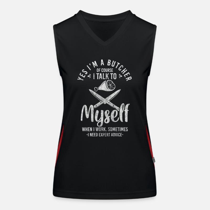 Schlachter Fleisch Beruf Arbeit Funktionelles Kontrast-Tank Top für Frauen