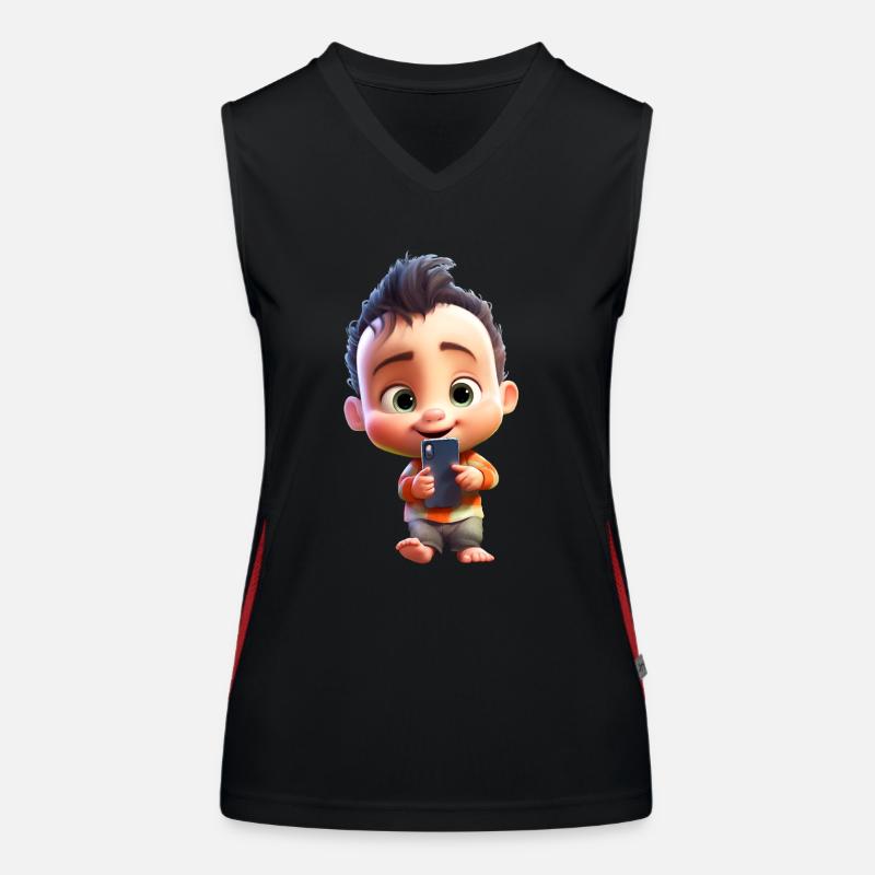 Smartphone Junge Funktionelles Kontrast-Tank Top für Frauen