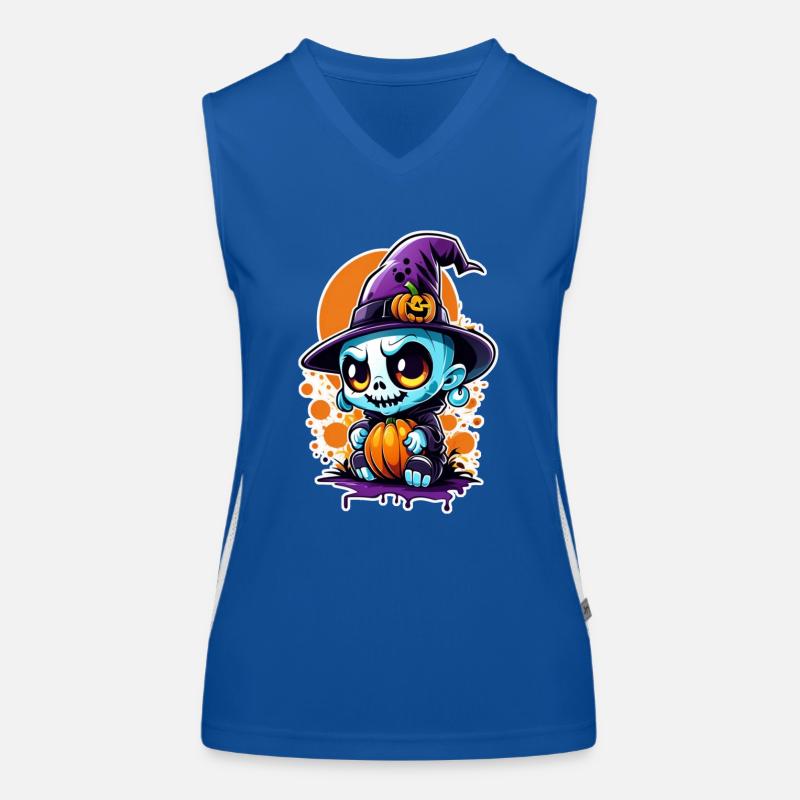 Halloween - Monster with Witch Hat Women's Functional Contrast Tank Top