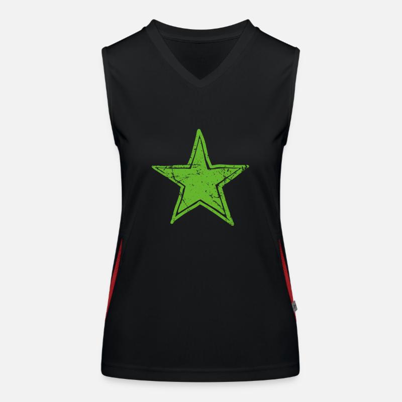 Star Drawn Path CMYK Green Women's Functional Contrast Tank Top