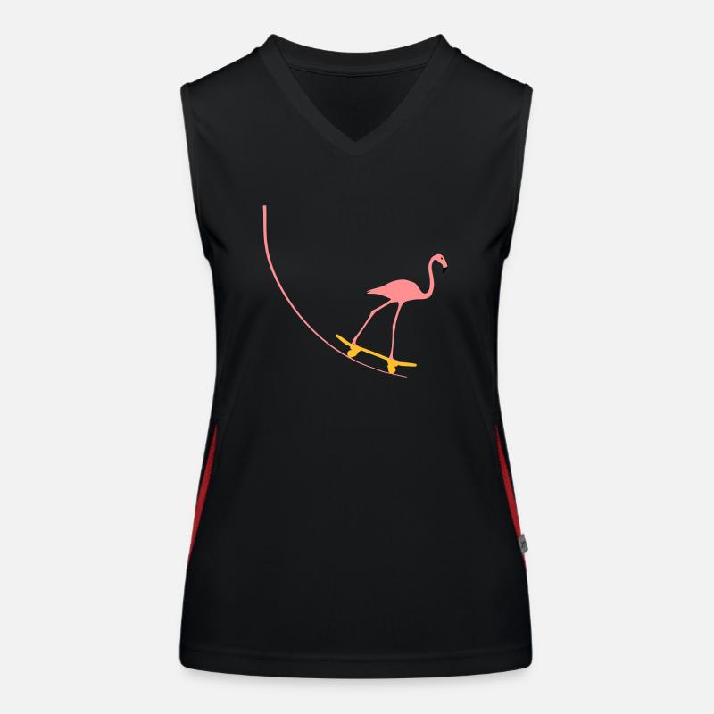Flamingo auf Skateboard Funktionelles Kontrast-Tank Top für Frauen