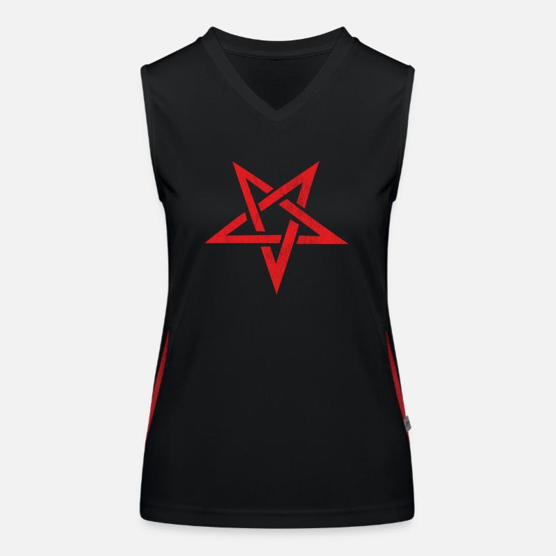 red pentagram Women's Functional Contrast Tank Top