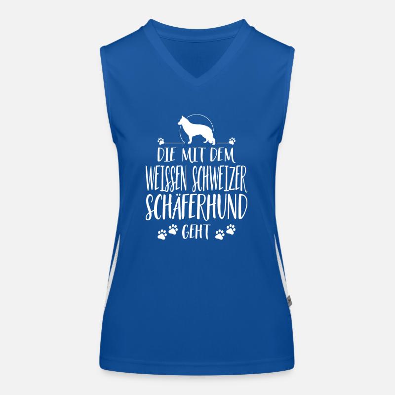 DIE MIT WEISSEN SCHWEIZER SCHÄFERHUND GEHT Hunde Funktionelles Kontrast-Tank Top für Frauen