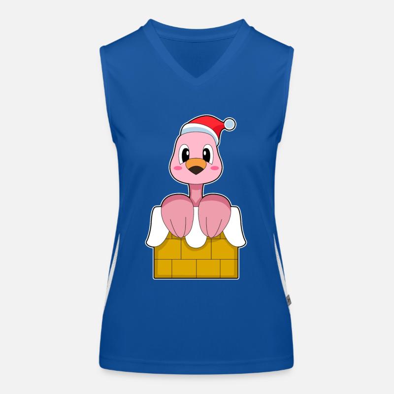 Flamingo Weihnachten Steinmauer Funktionelles Kontrast-Tank Top für Frauen