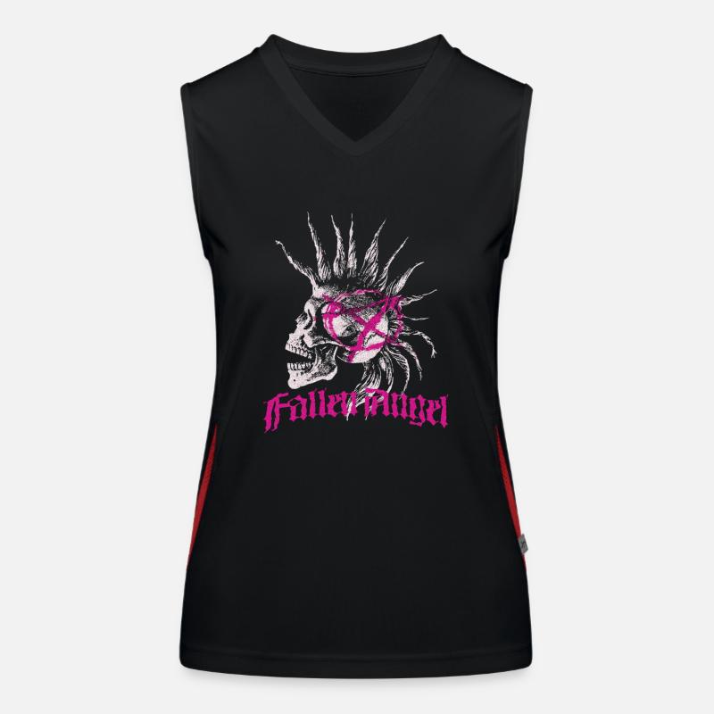Skull Punk Spikes Inscription Red Punk Anarchy Ró Women's Functional Contrast Tank Top