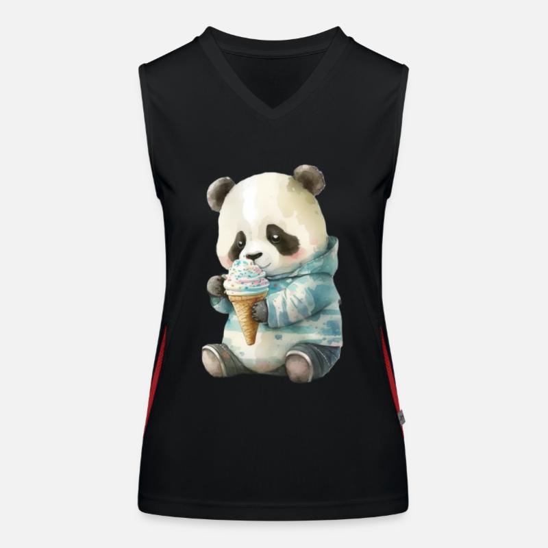 Panda - Eis essen Funktionelles Kontrast-Tank Top für Frauen