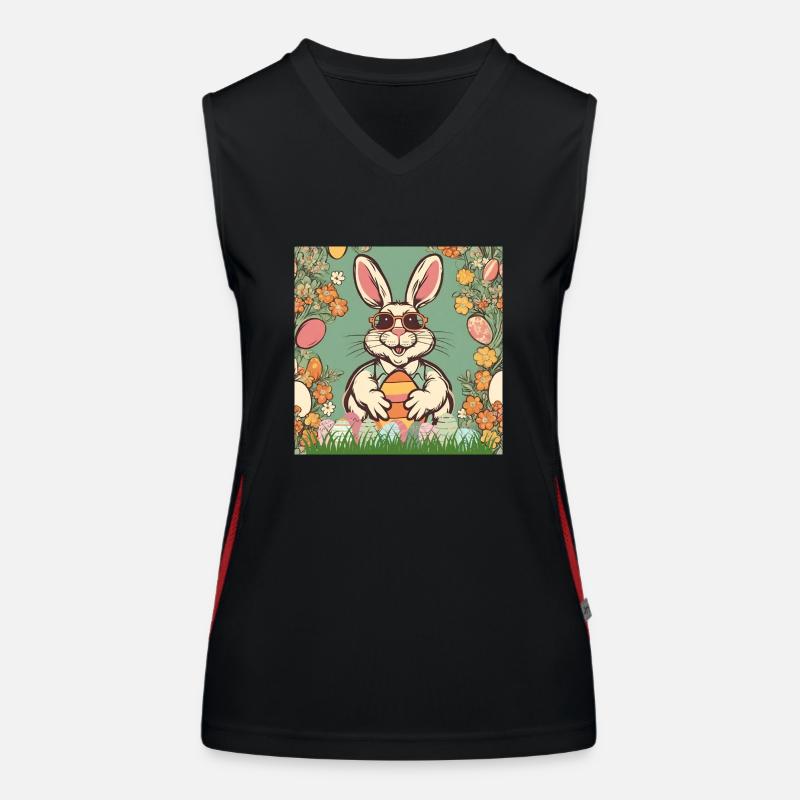 Easter Bunny Retro Sunglasses Easter Easter Eggs Cool Women's Functional Contrast Tank Top