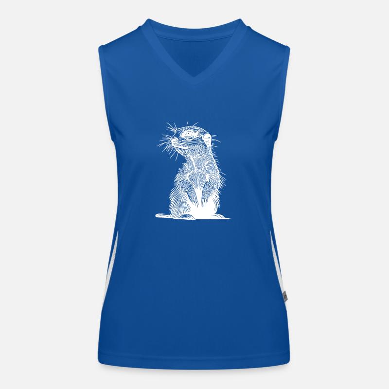 Putziges Erdmännchen mit Fell und Querstreife Funktionelles Kontrast-Tank Top für Frauen