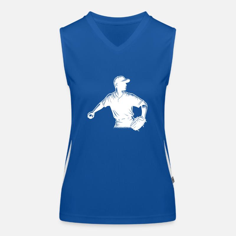 Baseball player with ball and baseball glove Women's Functional Contrast Tank Top