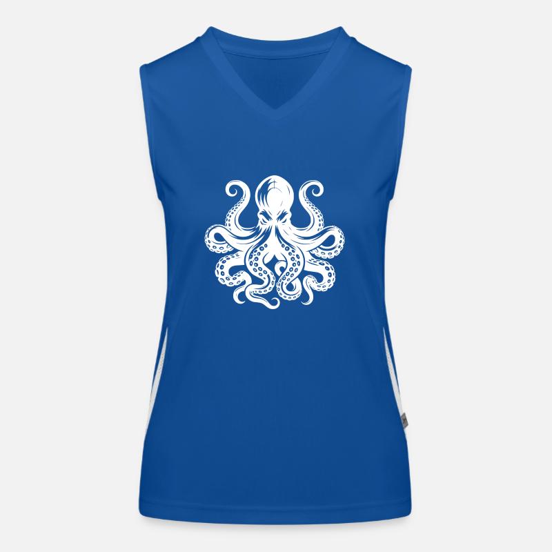Grim octopus with tentacles and suction cups Women's Functional Contrast Tank Top