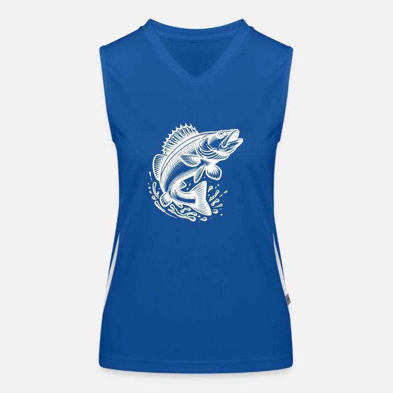 Springender Zander Fisch Funktionelles Kontrast-Tank Top für Frauen