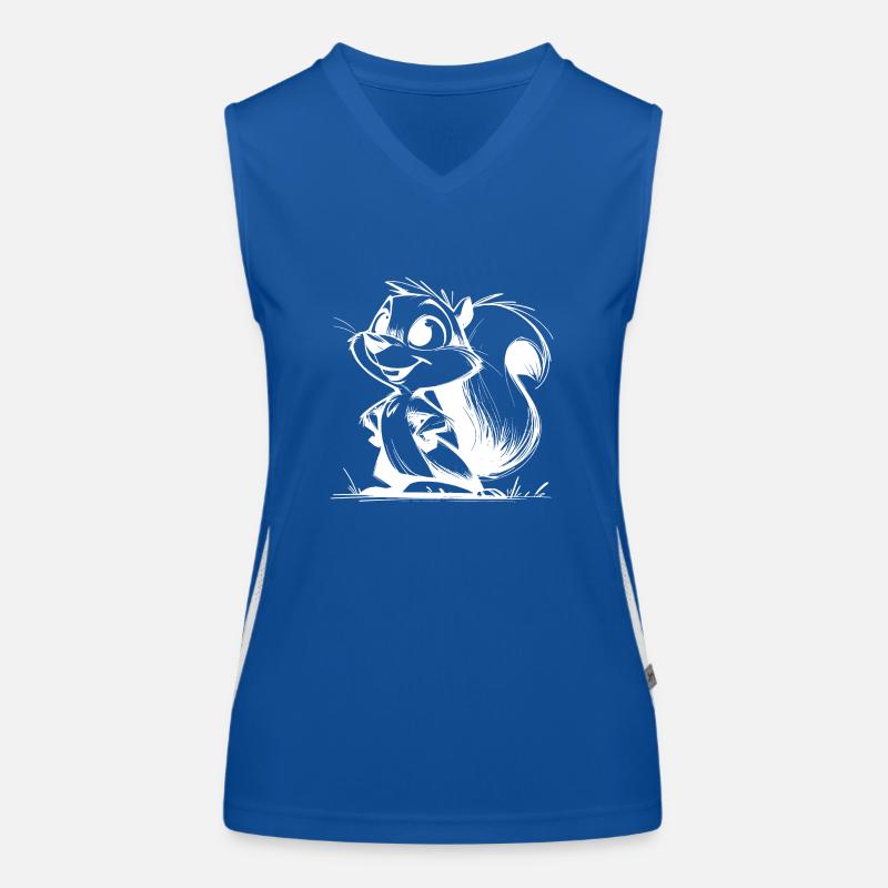 Cute Squirrel Pencil Drawing Women's Functional Contrast Tank Top