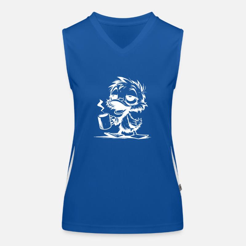 Tired Waddle Duck with Coffee Mug Women's Functional Contrast Tank Top